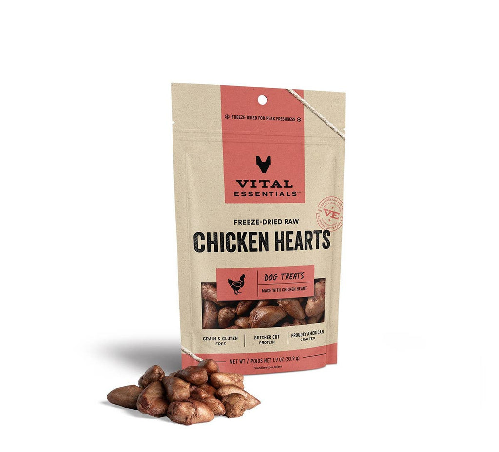 Vital Essentials Chicken Hearts Dog Treats 1.9 oz