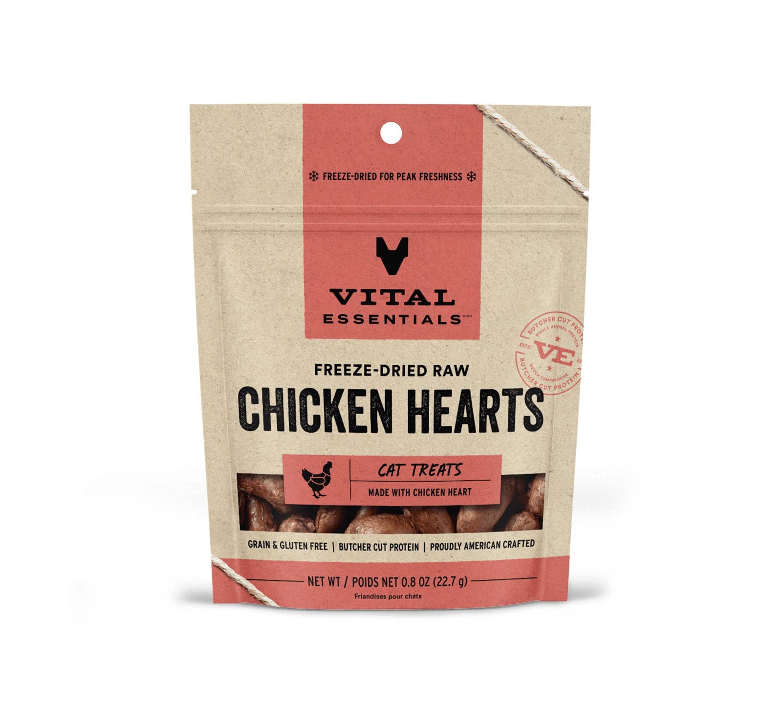 Vital Essentials Chicken Hearts Cat Treats 0.8 oz