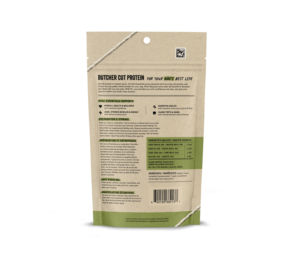 Vital Essentials Rabbit Bites Dog Treats 2 oz