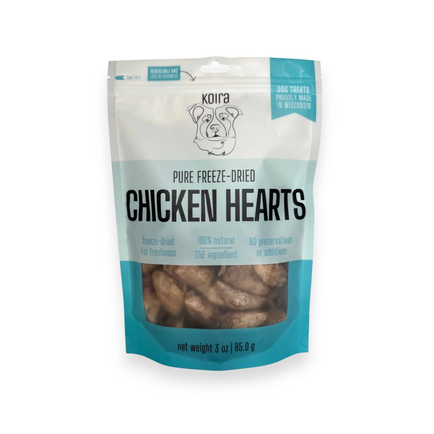 Freeze-dried Chicken Hearts Dog Treats 3oz