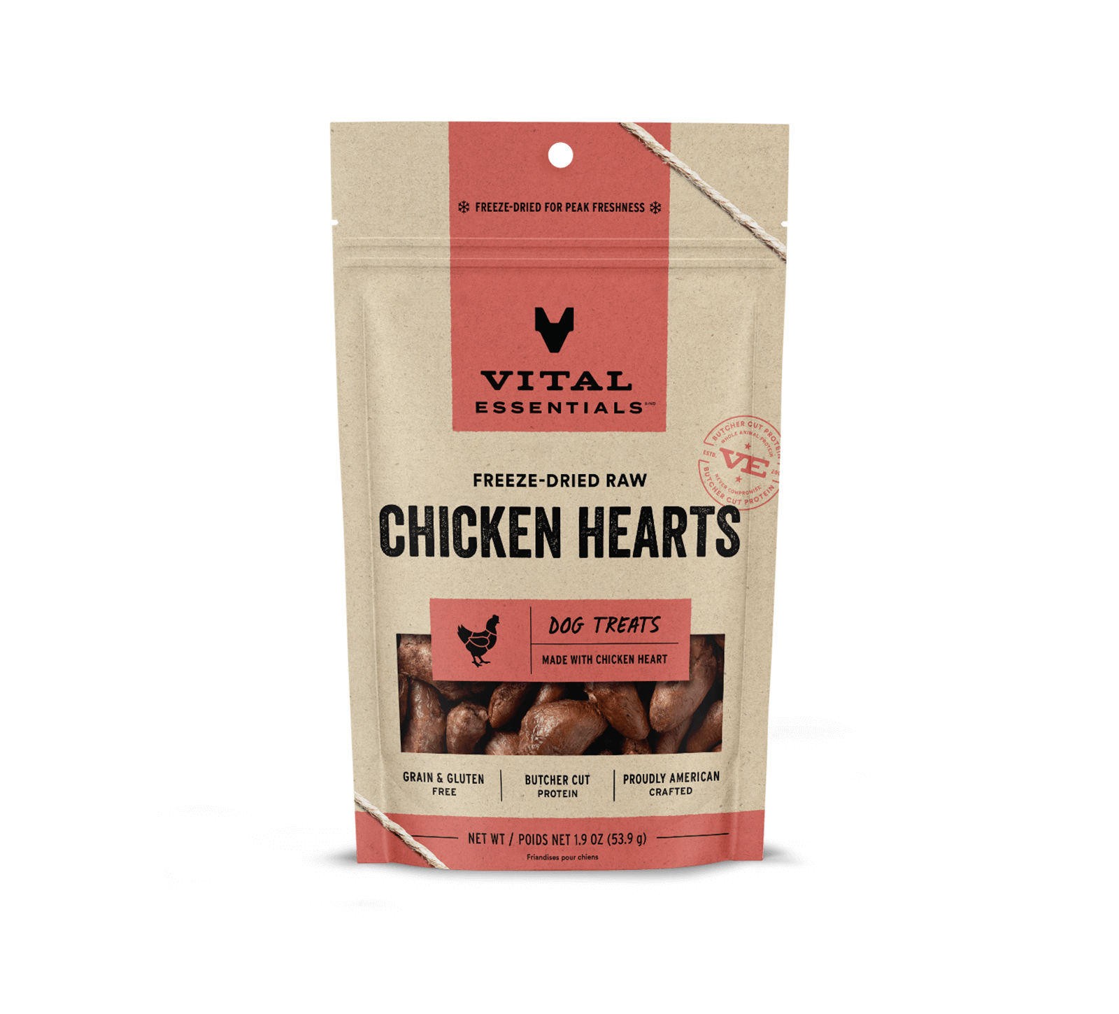 Vital Essentials Chicken Hearts Dog Treats 1.9 oz