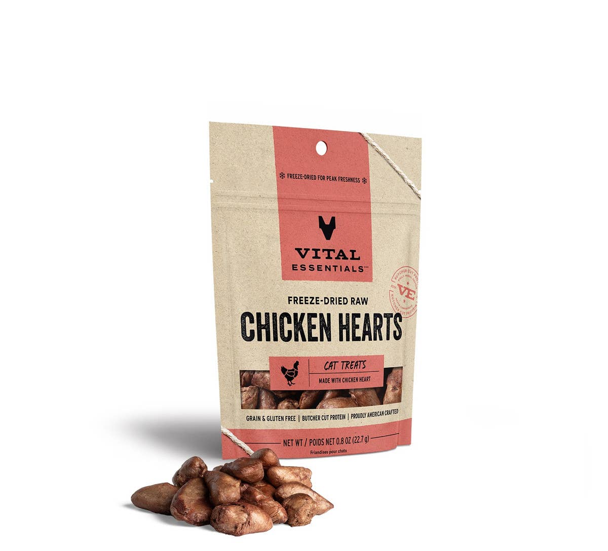 Vital Essentials Chicken Hearts Cat Treats 0.8 oz