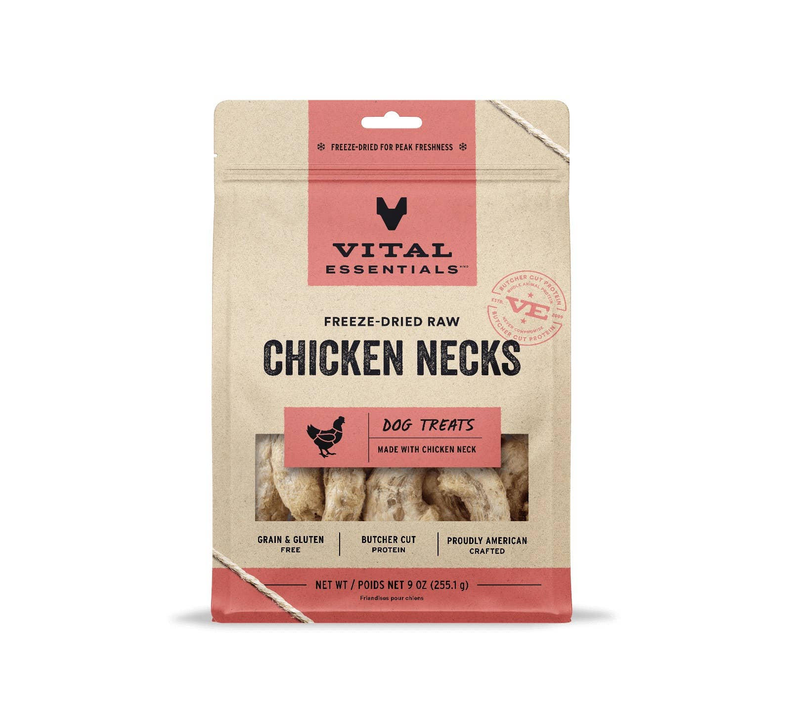 Vital Essentials Freeze-Dried Raw Chicken Necks Dog 9oz